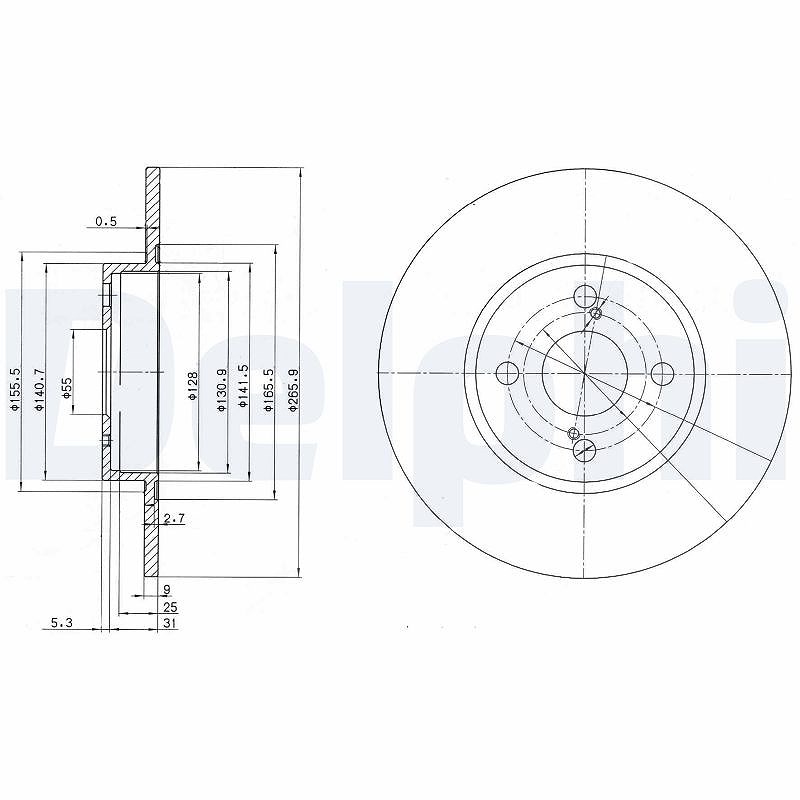 Delphi Bremsscheibe [Hersteller-Nr. BG3186] für Toyota