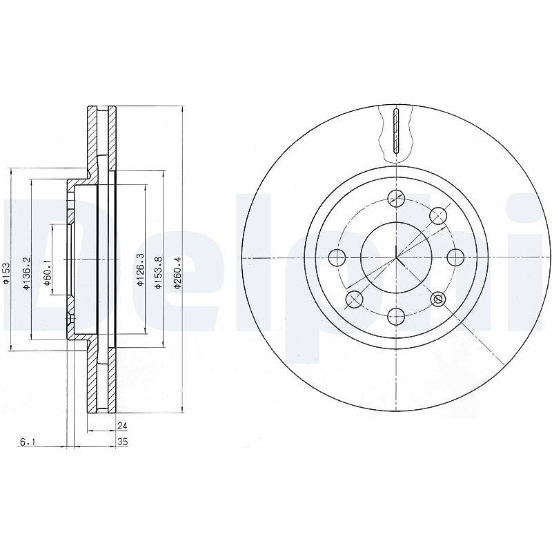 Delphi Bremsscheibe [Hersteller-Nr. BG3569] für Vauxhall, Opel