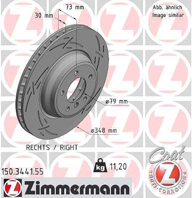 Zimmermann 1x Bremsscheibe Vorderachse Rechts [Hersteller-Nr. 150.3441.55] für BMW
