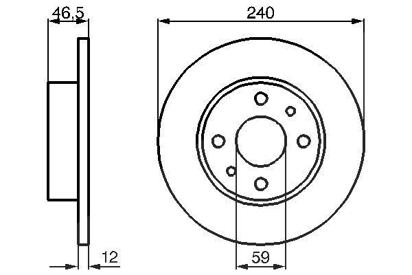 Bosch Bremsscheibe Vorderachse Voll [Hersteller-Nr. 0986478353] für Autobianchi, Innocenti, Fiat, Lancia