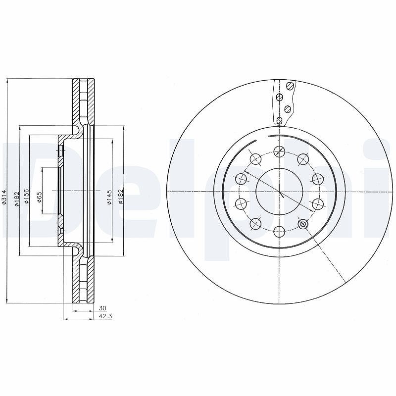 Delphi Bremsscheibe [Hersteller-Nr. BG4330C] für Skoda, VW, Seat