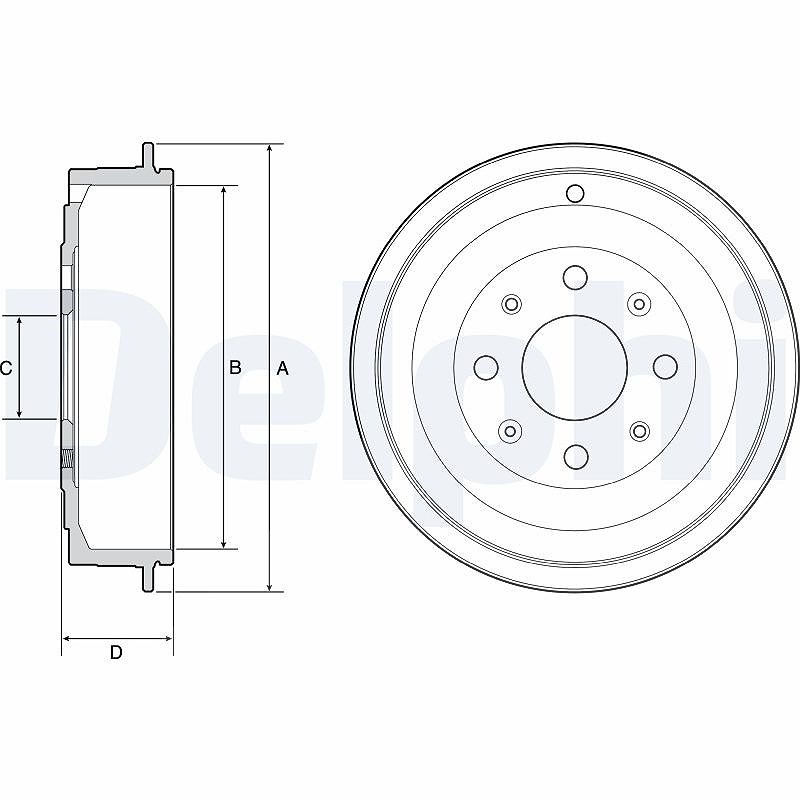 Delphi Bremstrommel Hinterachse [Hersteller-Nr. BF502] für Fiat, Vauxhall, Opel