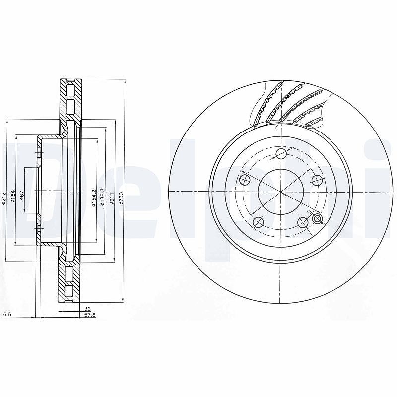 Delphi Bremsscheibe [Hersteller-Nr. BG3877] für Mercedes-Benz
