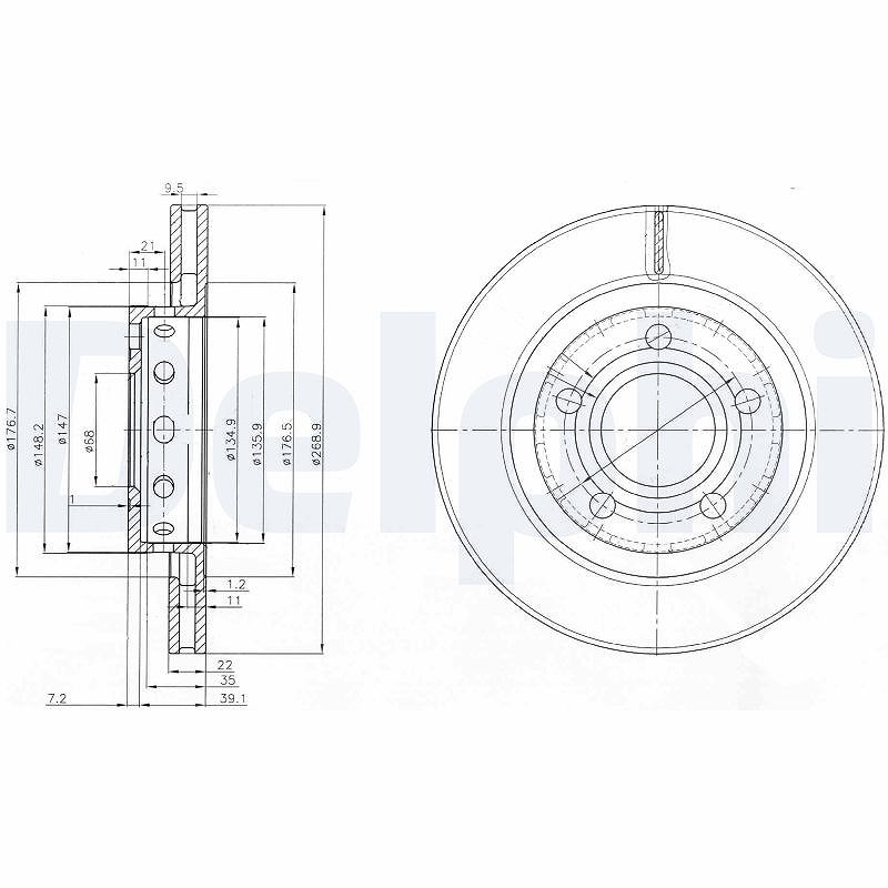Delphi Bremsscheibe [Hersteller-Nr. BG3525] für Audi