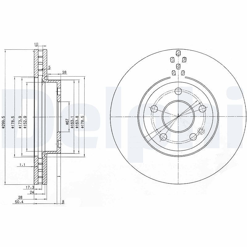 Delphi Bremsscheibe [Hersteller-Nr. BG3838] für Mercedes-Benz