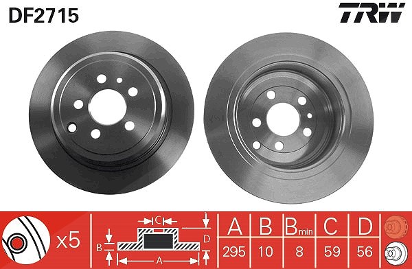 Trw Bremsscheibe [Hersteller-Nr. DF2715] für Fiat, Citroën, Peugeot, Lancia
