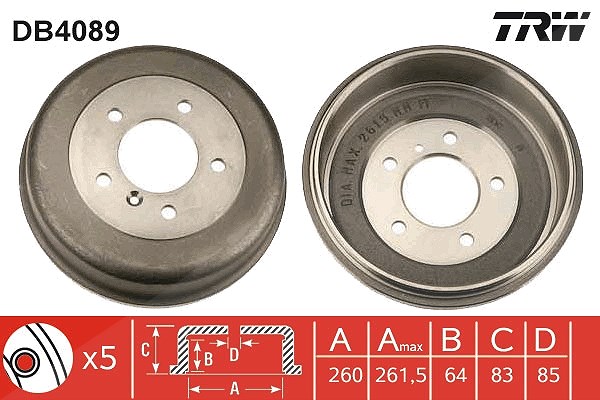 Trw Bremstrommel [Hersteller-Nr. DB4089] für Mercedes-Benz, Puch