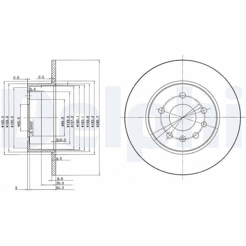 Delphi Bremsscheibe [Hersteller-Nr. BG3274] für Opel, Saab, Vauxhall
