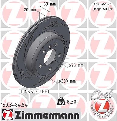 Zimmermann 1x Bremsscheibe Hinterachse Links [Hersteller-Nr. 150.3484.54] für BMW