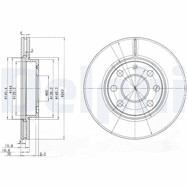 Delphi Bremsscheibe [Hersteller-Nr. BG3568] für Vauxhall, Opel