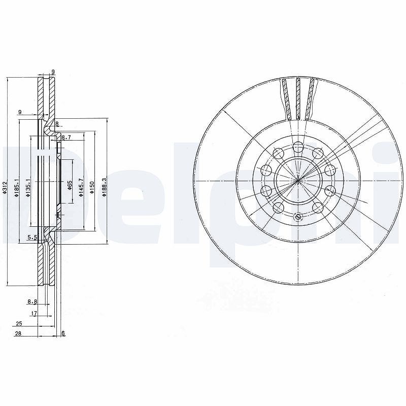 Delphi Bremsscheibe [Hersteller-Nr. BG3528] für Skoda, Seat, Audi, VW
