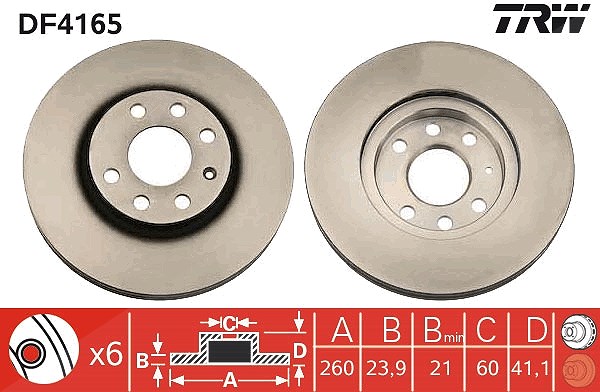Trw Bremsscheibe [Hersteller-Nr. DF4165] für Vauxhall, Opel