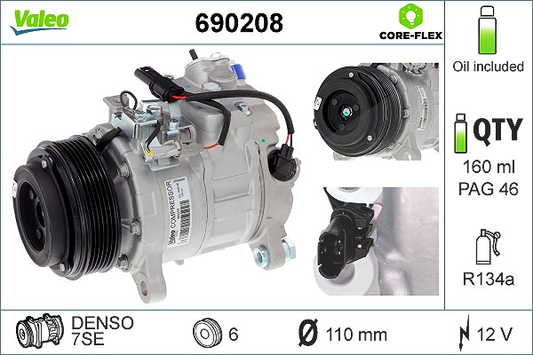 Valeo Kompressor, Klimaanlage [Hersteller-Nr. 690208] für BMW