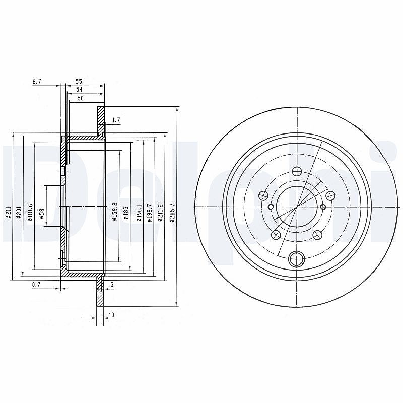 Delphi Bremsscheibe [Hersteller-Nr. BG4158] für Subaru, Toyota