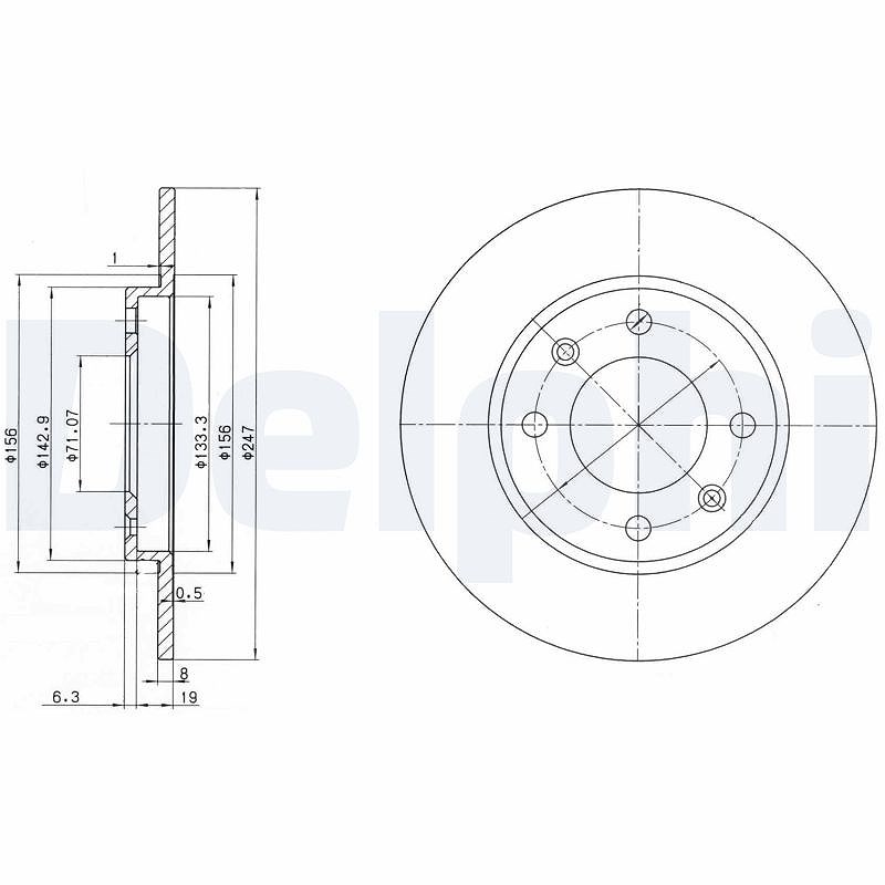 Delphi Bremsscheibe [Hersteller-Nr. BG2800] für Peugeot, Citroën