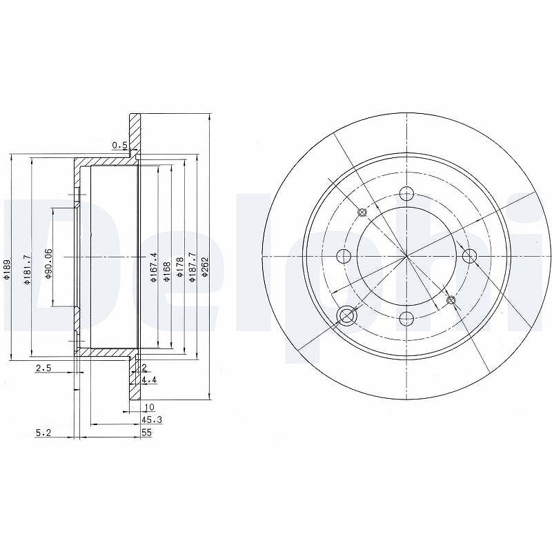 Delphi Bremsscheibe [Hersteller-Nr. BG3400] für Kia, Mitsubishi, Hyundai
