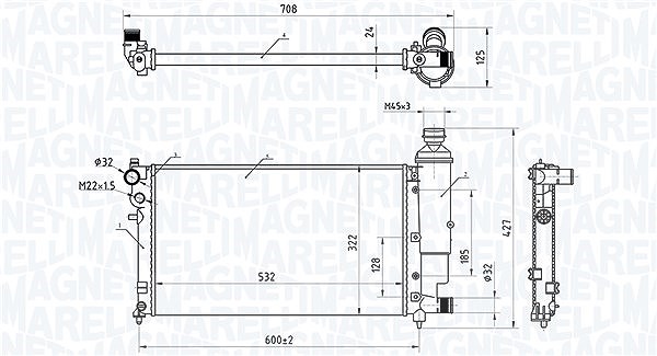 Magneti Marelli Kühler, Motorkühlung [Hersteller-Nr. 350213181300] für Citroën, Peugeot