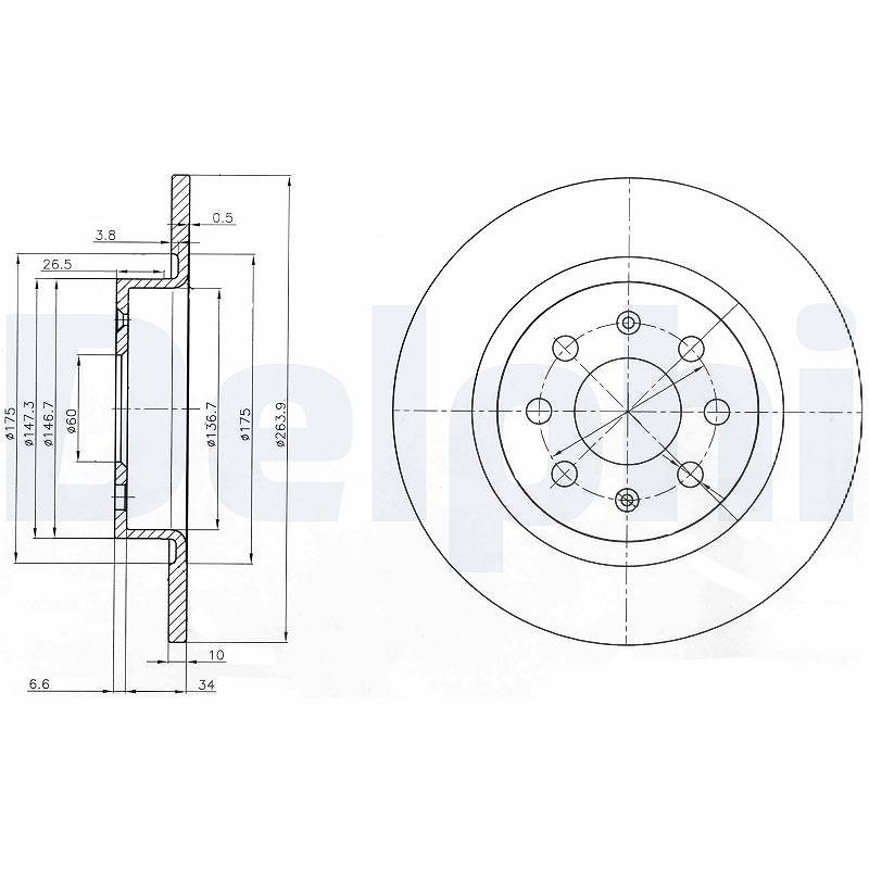 Delphi Bremsscheibe [Hersteller-Nr. BG3945] für Abarth, Fiat, Opel, Vauxhall