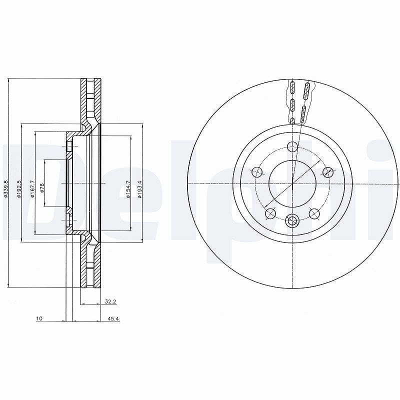 Delphi Bremsscheibe Vorderachse Belüftet [Hersteller-Nr. BG9106] für VW