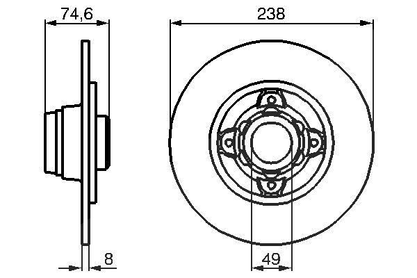 Bosch Bremsscheibe [Hersteller-Nr. 0986478557] für Renault