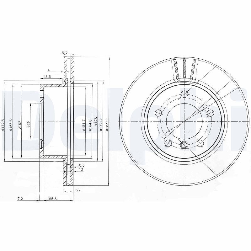Delphi Bremsscheibe [Hersteller-Nr. BG3899C] für BMW