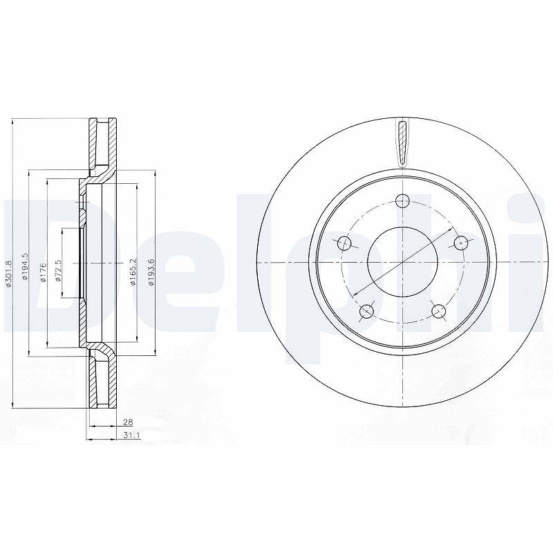 Delphi Bremsscheibe [Hersteller-Nr. BG4248] für Dodge, VW, Fiat, Chrysler