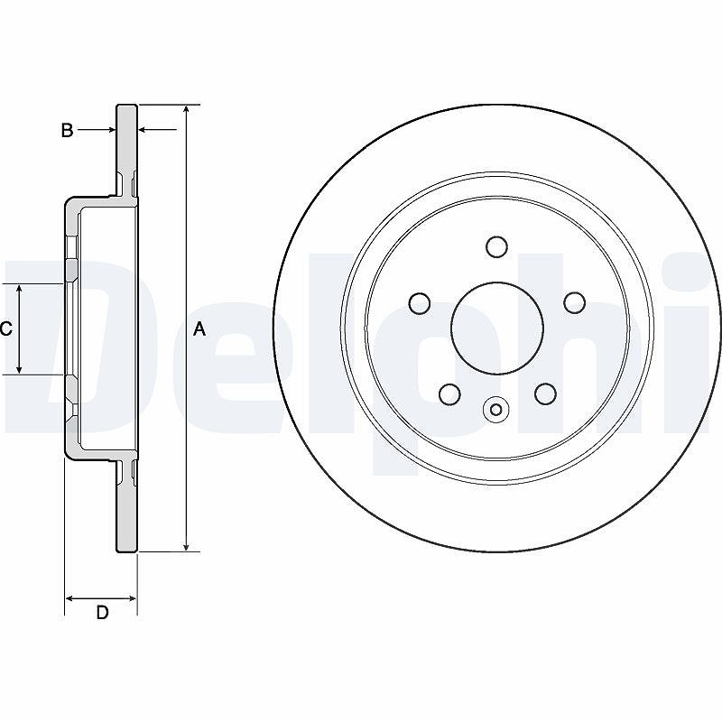 Delphi Bremsscheibe Hinterachse Voll [Hersteller-Nr. BG4760C] für Opel, Vauxhall