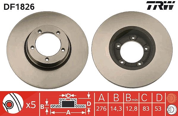 Trw Bremsscheibe [Hersteller-Nr. DF1826] für Ldv