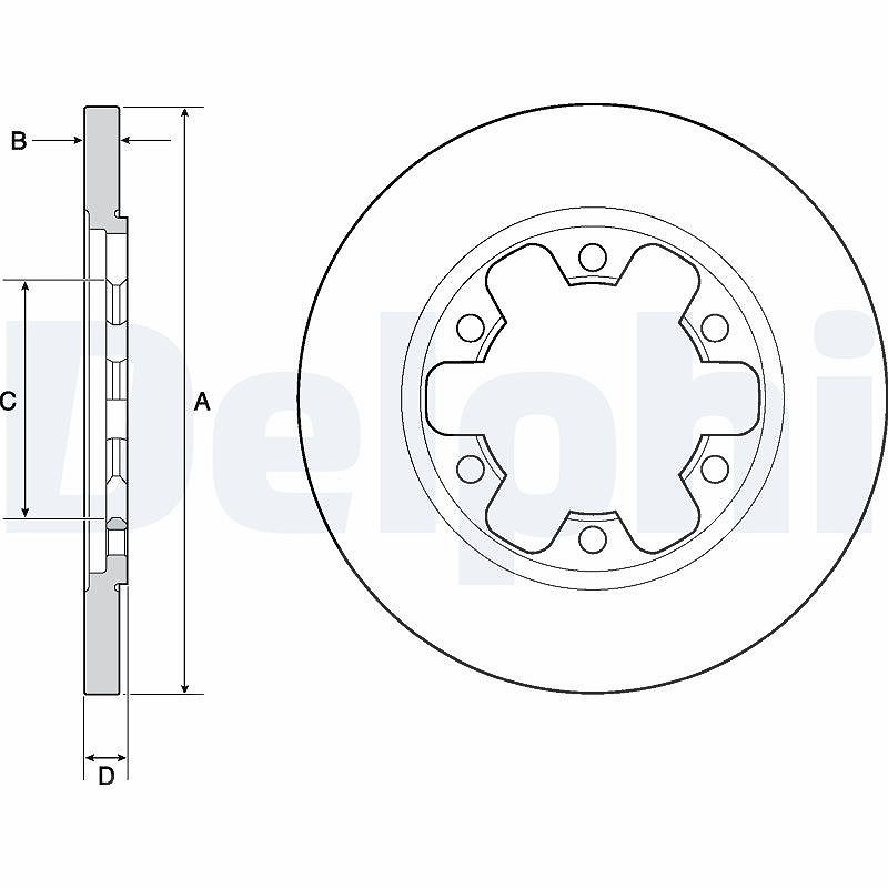 Delphi Bremsscheibe Hinterachse Voll [Hersteller-Nr. BG4680C] für Ford