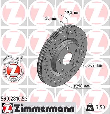 Zimmermann Bremsscheibe [Hersteller-Nr. 590.2810.52] für Toyota, Lexus