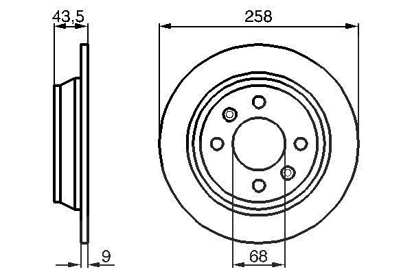 Bosch Bremsscheibe Hinterachse Voll [Hersteller-Nr. 0986478374] für Saab
