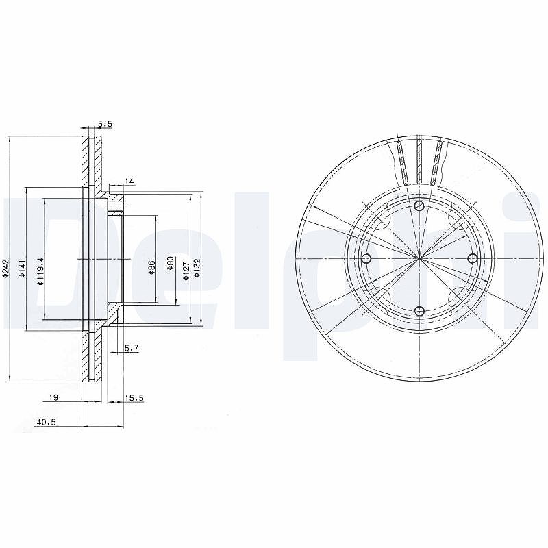 Delphi Bremsscheibe [Hersteller-Nr. BG2394] für Hyundai