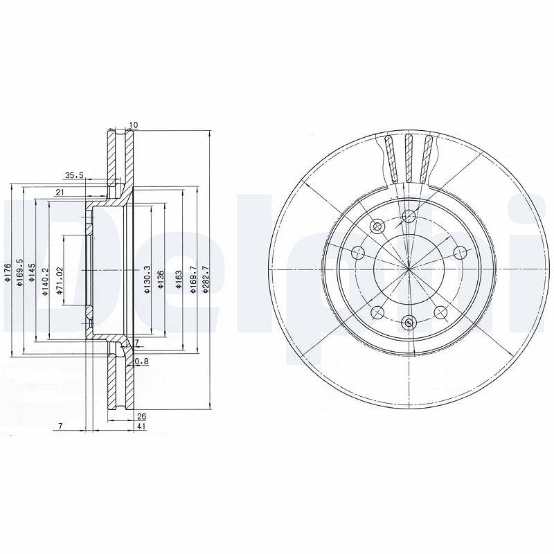 Delphi Bremsscheibe [Hersteller-Nr. BG2688] für Toyota, Citroën, Peugeot