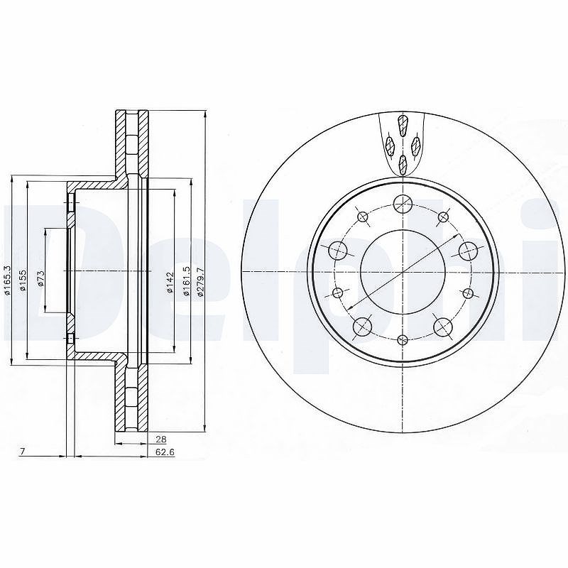 Delphi Bremsscheibe Vorderachse Belüftet [Hersteller-Nr. BG4059] für Fiat, Peugeot, Citroën