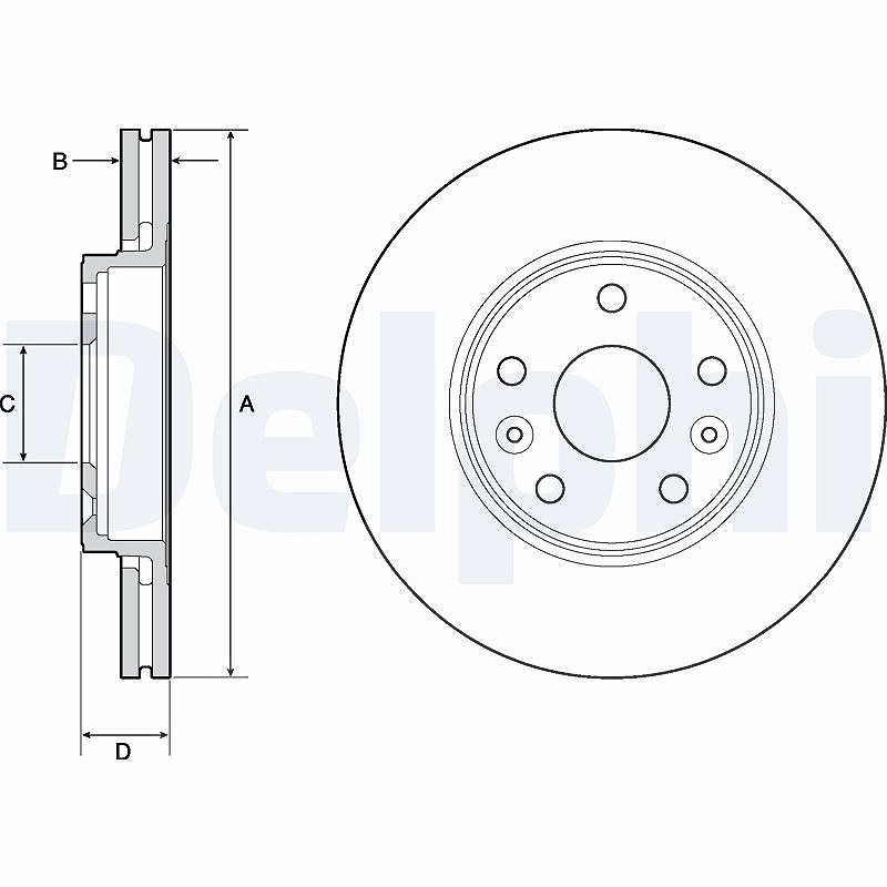 Delphi Bremsscheibe [Hersteller-Nr. BG4667C] für Renault