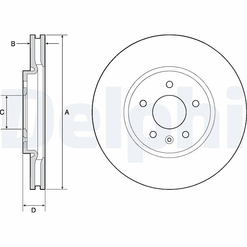 Delphi Bremsscheibe [Hersteller-Nr. BG4672C] für Vauxhall, Chevrolet, Opel