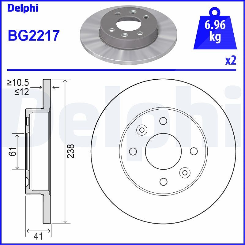 Delphi Bremsscheibe [Hersteller-Nr. BG2217] für Dacia, Renault