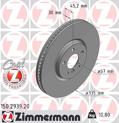 Zimmermann Bremsscheibe [Hersteller-Nr. 150.2939.20] für BMW, Mini