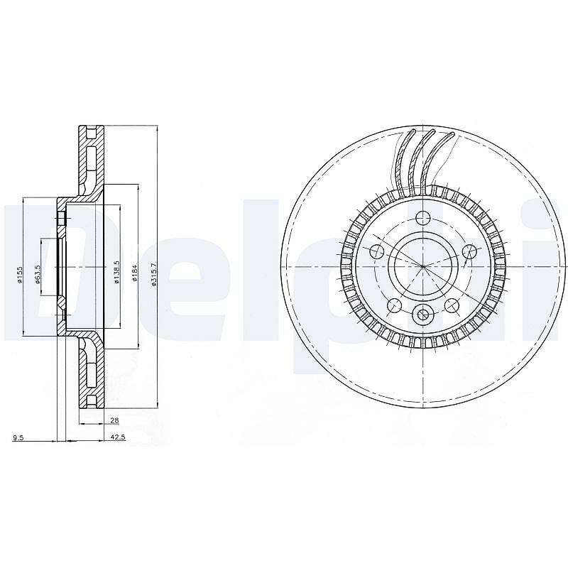 Delphi Bremsscheibe [Hersteller-Nr. BG3784] für Volvo