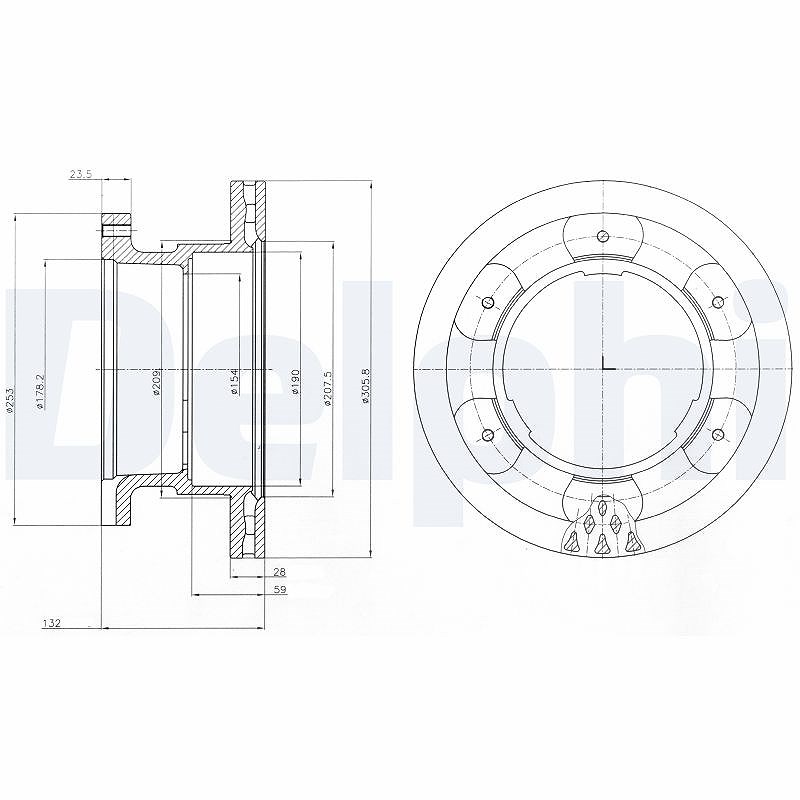 Delphi Bremsscheibe [Hersteller-Nr. BG9069] für Iveco