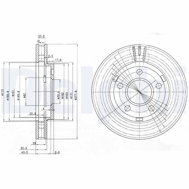 Delphi Bremsscheibe [Hersteller-Nr. BG3144] für Vauxhall, Buick, Opel, Pontiac, Chevrolet, Oldsmobile