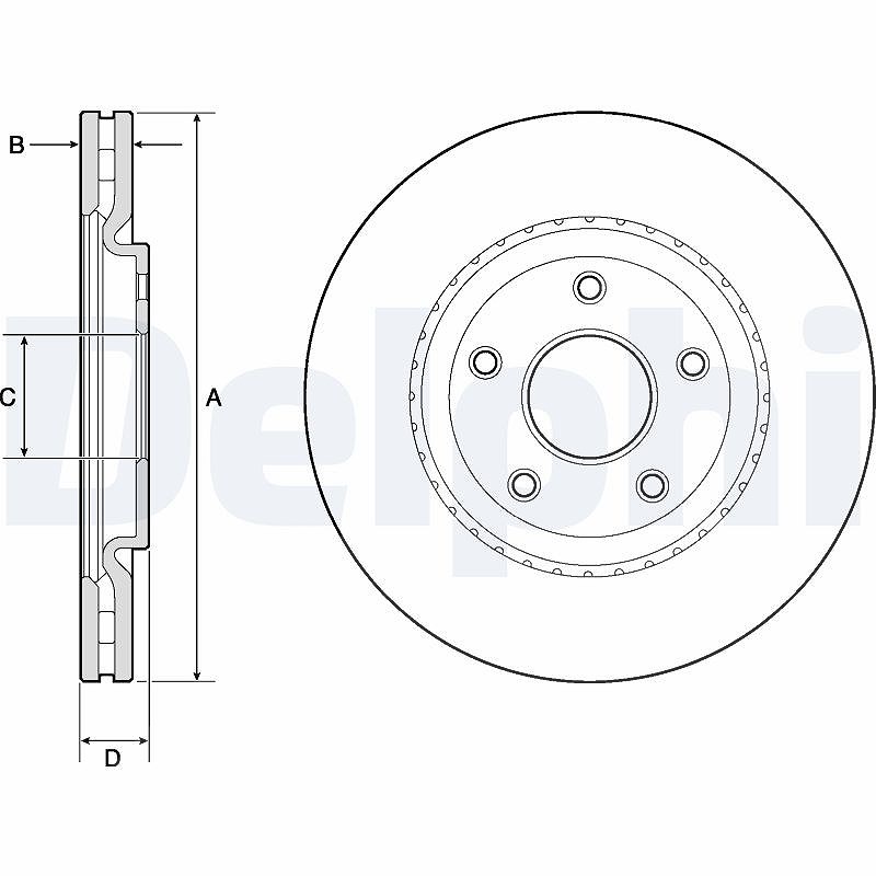 Delphi Bremsscheibe [Hersteller-Nr. BG4759C] für Chrysler, Dodge, Lancia, Fiat