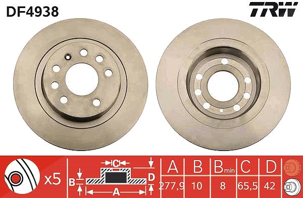 Trw Bremsscheibe [Hersteller-Nr. DF4938] für Opel, Vauxhall