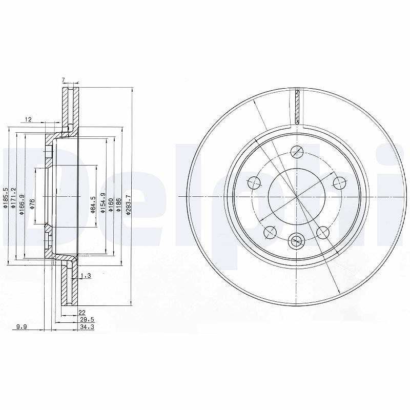 Delphi Bremsscheibe [Hersteller-Nr. BG3893] für VW