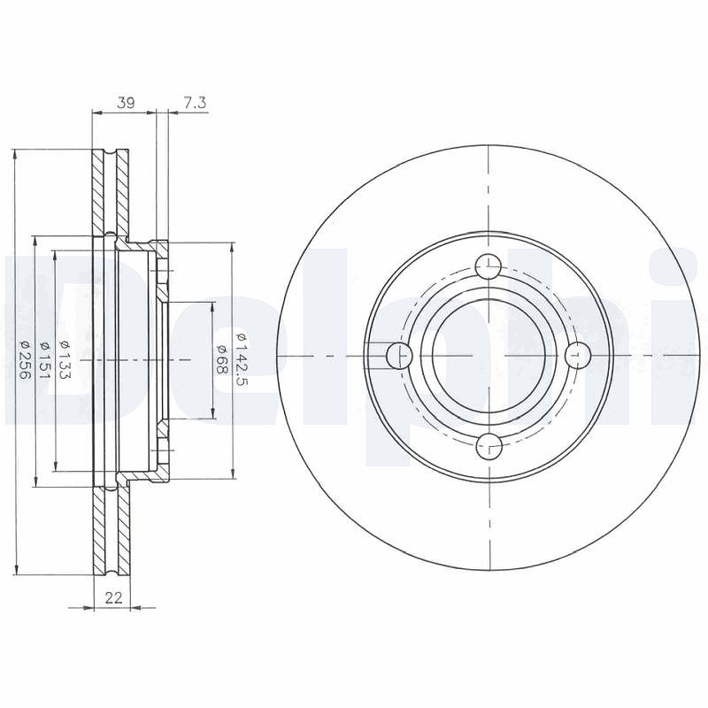 Delphi Bremsscheibe [Hersteller-Nr. BG2272] für Audi
