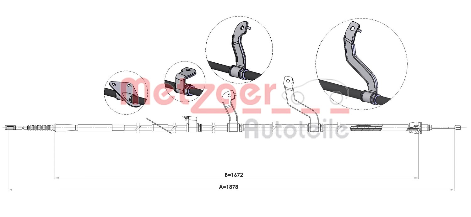 Metzger Autoteile Seilzug, Feststellbremse [Hersteller-Nr. 17.6074] für Kia