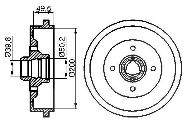 Bosch Bremstrommel Hinterachse [Hersteller-Nr. 0986477041] für VW, Skoda, Audi, Seat