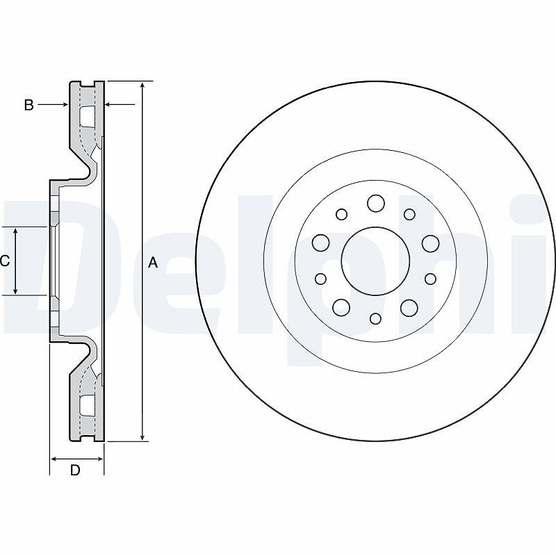Delphi Bremsscheibe [Hersteller-Nr. BG4556] für Opel, Fiat, Vauxhall