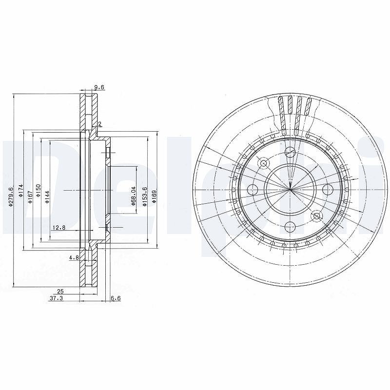 Delphi Bremsscheibe [Hersteller-Nr. BG2619] für Saab