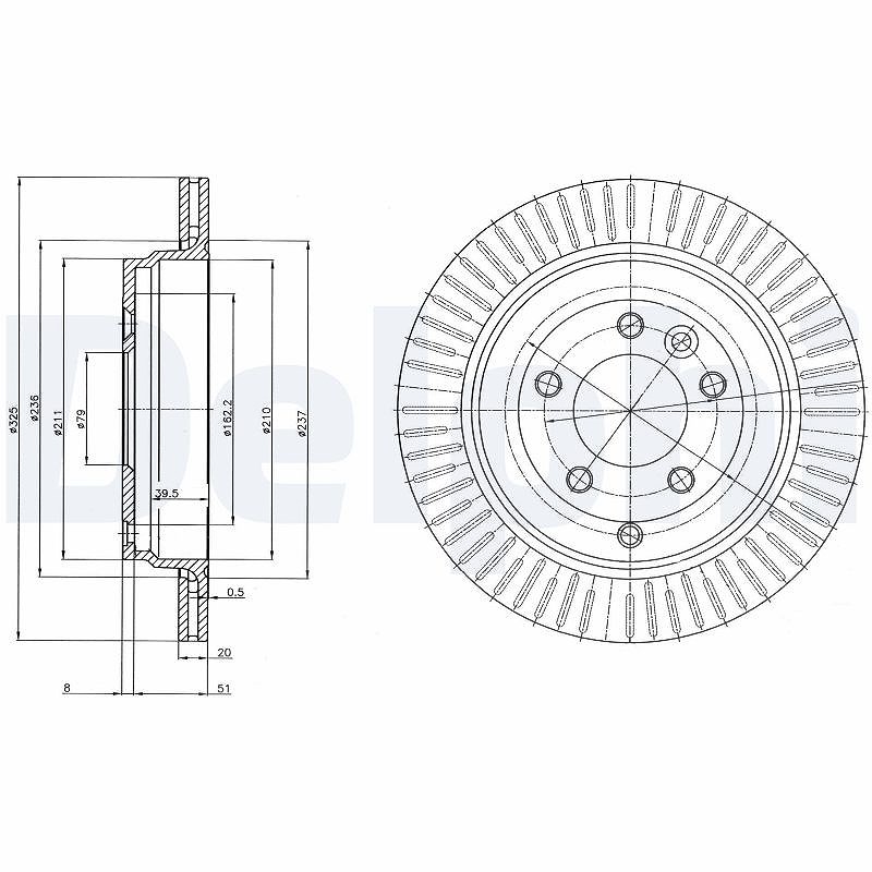 Delphi Bremsscheibe [Hersteller-Nr. BG4020C] für Land Rover